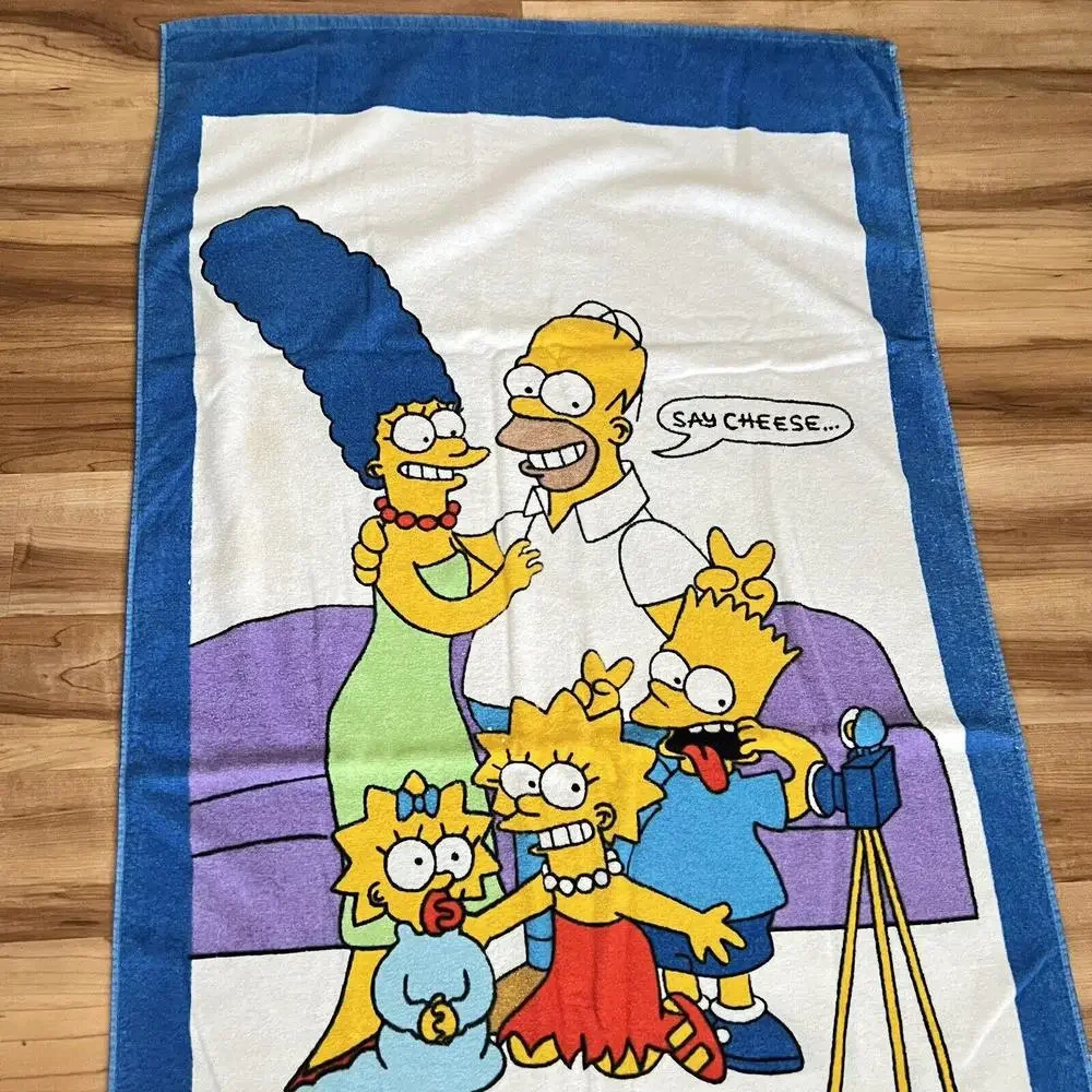 Vintage The Simpsons Beach Towel Say Cheese Family Cartoon 90s Tag 1990 30